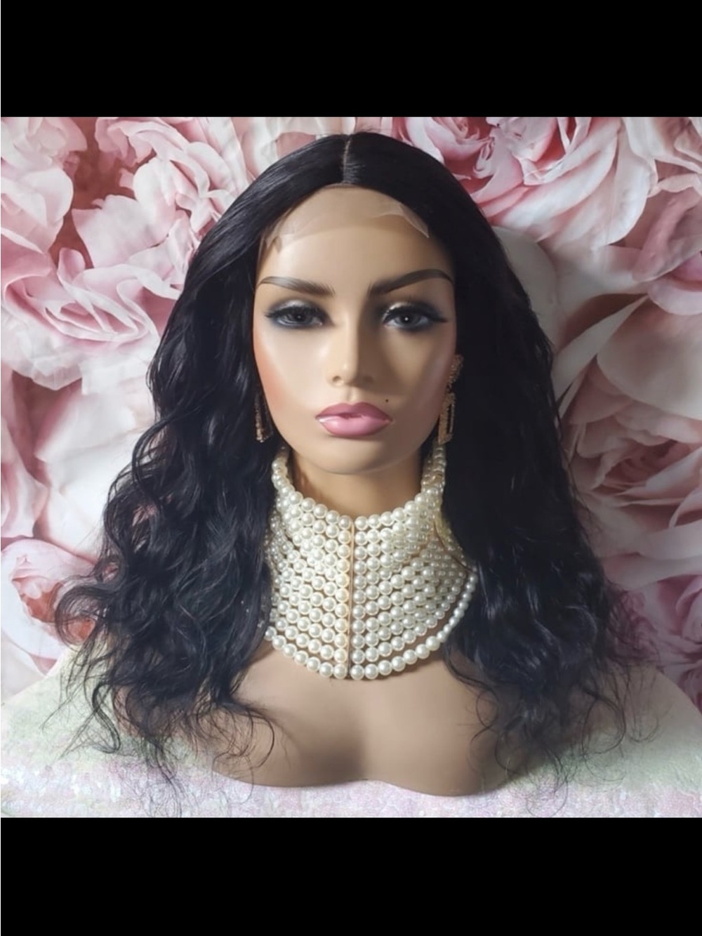 Black Lace Front Wavy Human Hair Wig - Natural Black
